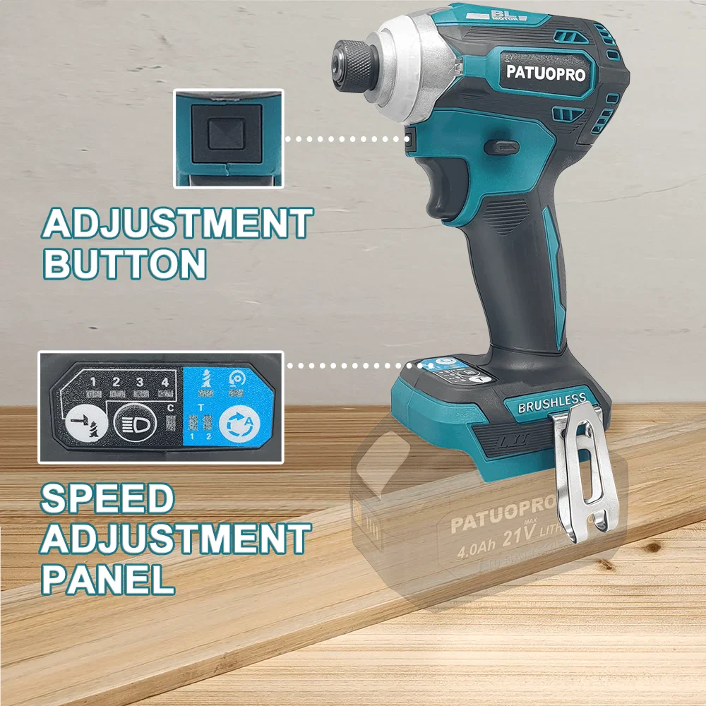 4-Speed Brushless Cordless Impact Driver — 1/4-Inch (6.35 mm) Hex, Rechargeable, 18V Lithium Compatible — Battery Not Included