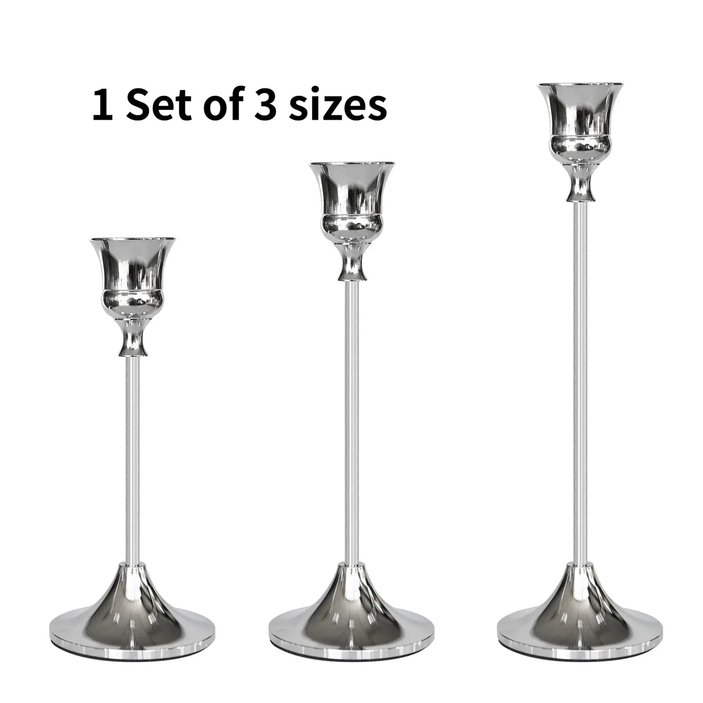 3-Piece European Style Metal Candle Holders Set for Wedding Table, Home & Christmas