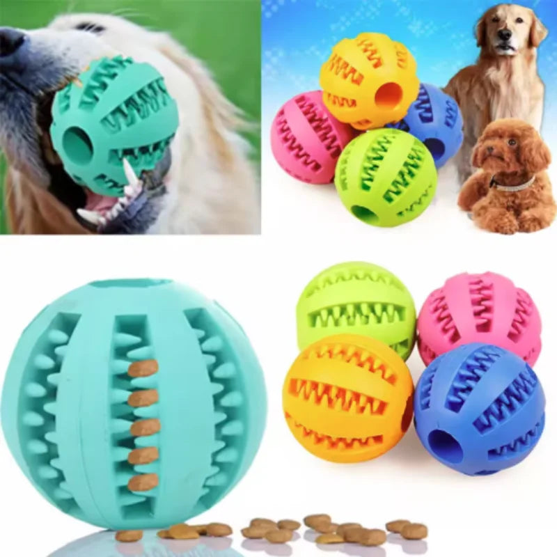 Interactive Rubber Dog & Cat Toy Ball, Puppy Chew Toy, Treat Feeder & Tooth-Cleaning Silicone Ball