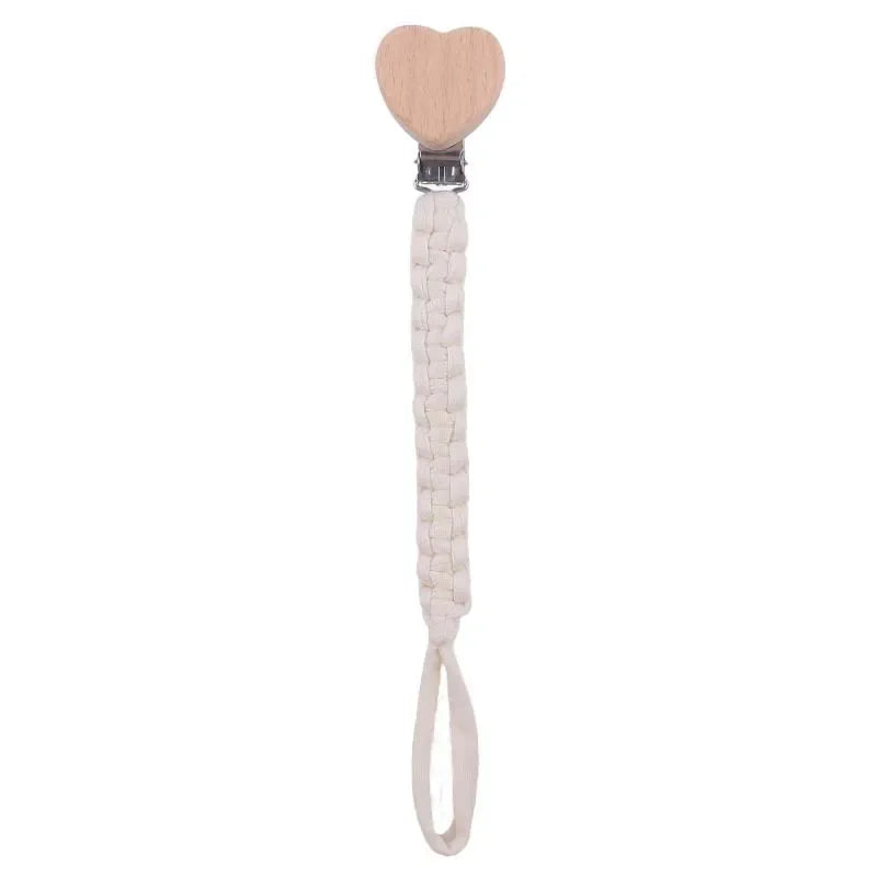 Personalized Wooden Pacifier Clip with Cloth Weave, Custom Name Baby Pacifier Chain and Teether Holder Newborn Gift