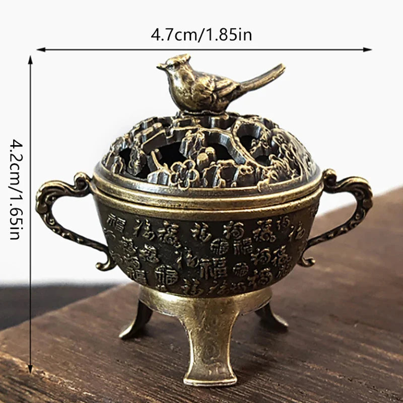 Antique Style Metal Incense Burner Lamp Candle Holder, Conical Aromatherapy Home Decor Gift
