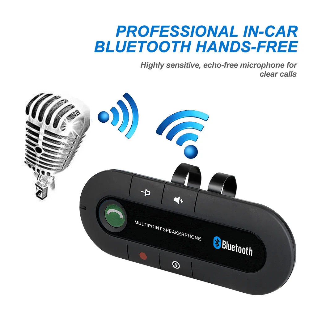 Bluetooth Car Speaker Handsfree Sun Visor Clip Wireless Speakerphone with Mic - Bluetooth 4.1, 2W, 20H Talk Time, USB Charging