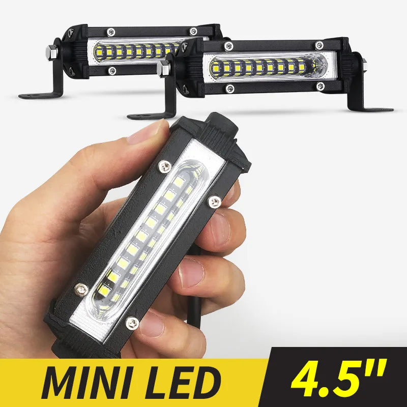 Mini LED Work Light Bar 4.5in (115mm) 27W 9-LED Slim Spot/Flood for SUV ATV UTV Truck Off-Road Backup Driving Fog Lamp