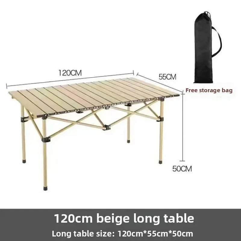Portable Roll-Up Folding Camping Table with Carry Bag – Lightweight Outdoor Picnic & BBQ Table – 95cm / 120cm (37.4" / 47.2")
