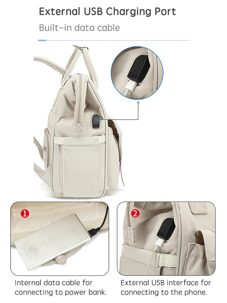 Waterproof Diaper Backpack with 2 Stroller Hooks — Maternity Mommy Nappy Bag for Travel & Outdoor