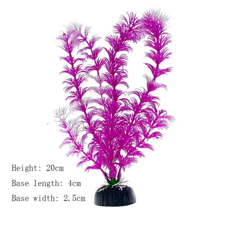 Artificial Aquarium Plants – Plastic Underwater Green Shrubs with Resin Base, Fish Tank Decoration