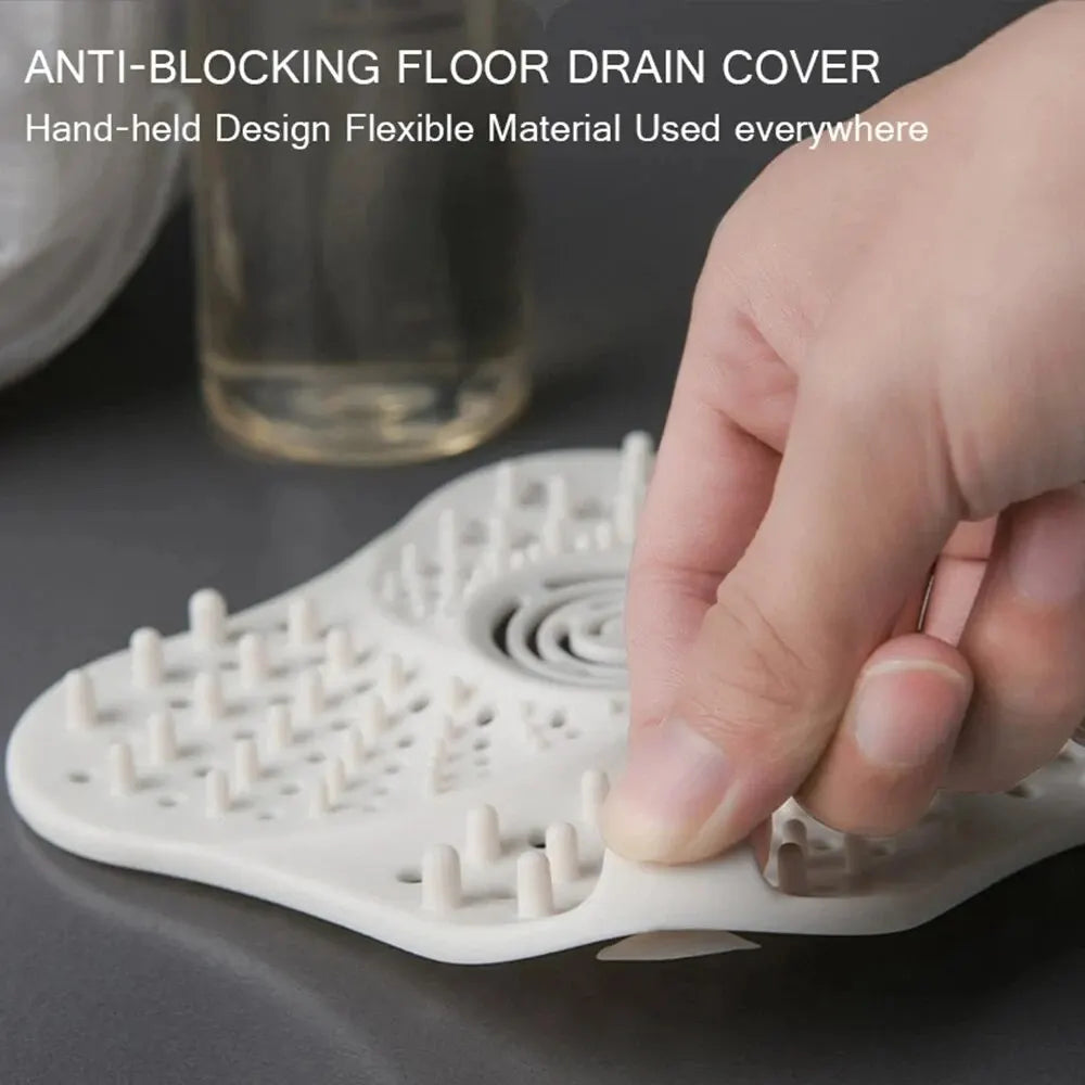 Anti-Clog Hair Catcher Drain Strainer Plug – TPR Shower & Sink Floor Cover (5.1×5.1×0.8 in / 13×13×2 cm)