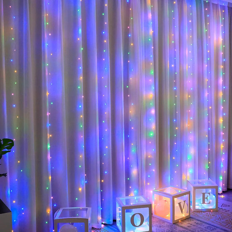 LED Curtain String Lights (USB Powered) — 8 Modes Fairy Lights for Window, Wedding, Party, Christmas, Bedroom & Living Room