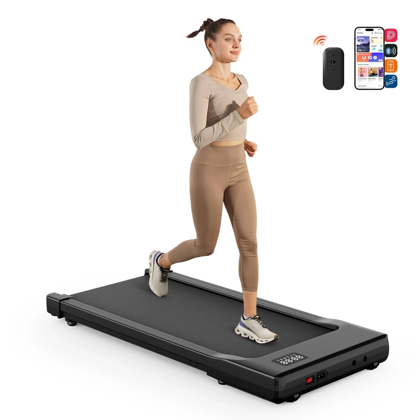 Under-Desk 2-in-1 Walking Pad Treadmill - Portable 2.5HP LED Remote Control for Home & Office