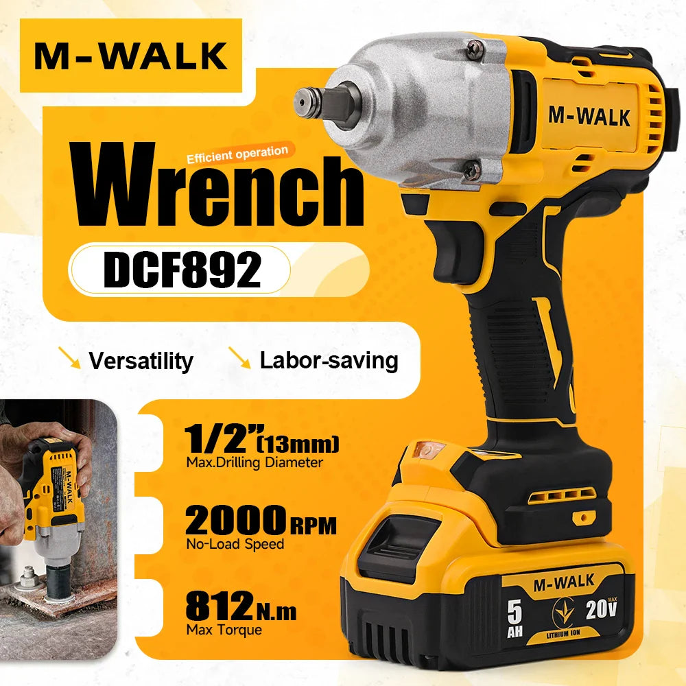 812 N·m Brushless Cordless 1/2-Inch (12.7 mm) Impact Wrench — Compatible with 20V Slide-Style Battery
