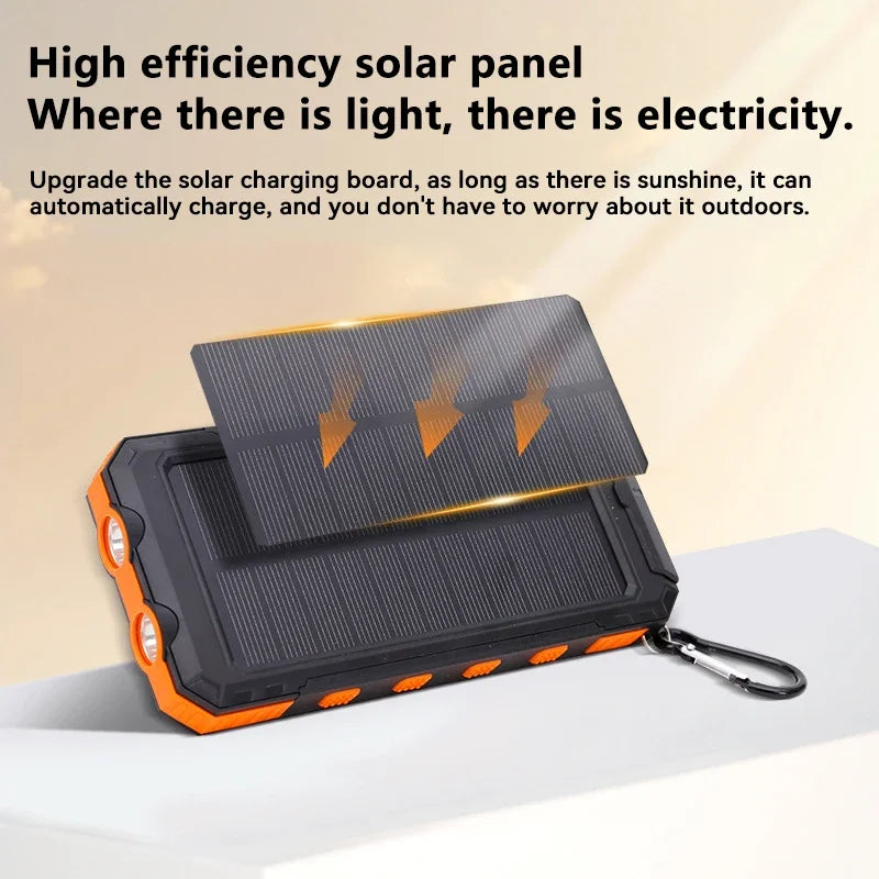 200,000mAh Solar Power Bank 120W Fast-Charge Portable Charger with USB-C & USB-A, Solar Panel & Flashlight