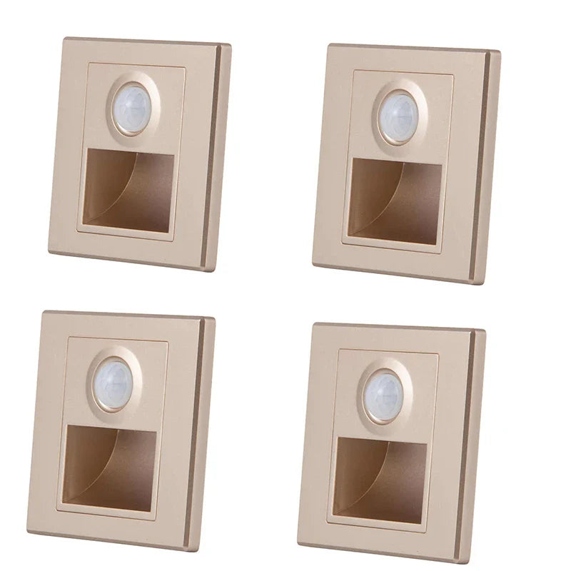 PIR Motion Sensor Recessed LED Night Light 86mm (3.4 in) AC 110-240V for Staircase Bedroom Hallway