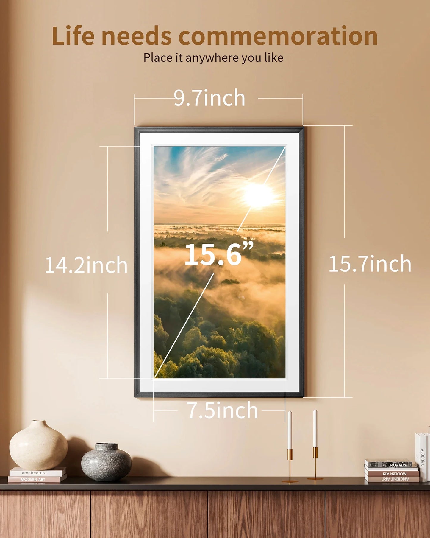 15.6-inch (39.6 cm) WiFi Smart Digital Photo Frame 1920x1080 Full HD IPS Touchscreen, 32GB Storage