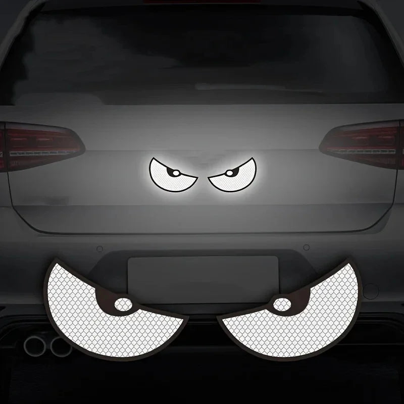 Reflective Devil Eye Car Stickers - 2-Pack Visibility & Safety Decals