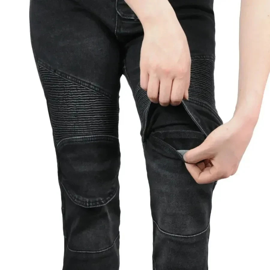 Women's Motorcycle Riding Jeans – Windproof Waterproof Anti-Tear Straight Rider Pants (All-Season)