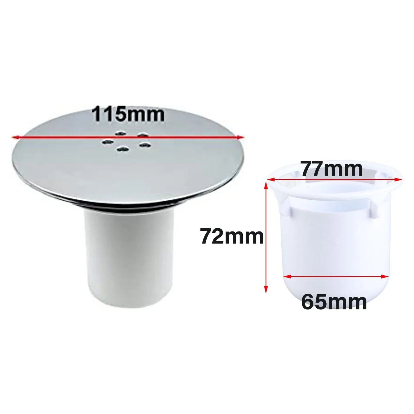 90mm Shower Drain Cover Chrome-Plated Hair Trap Plug Fast Drain Odor Seal