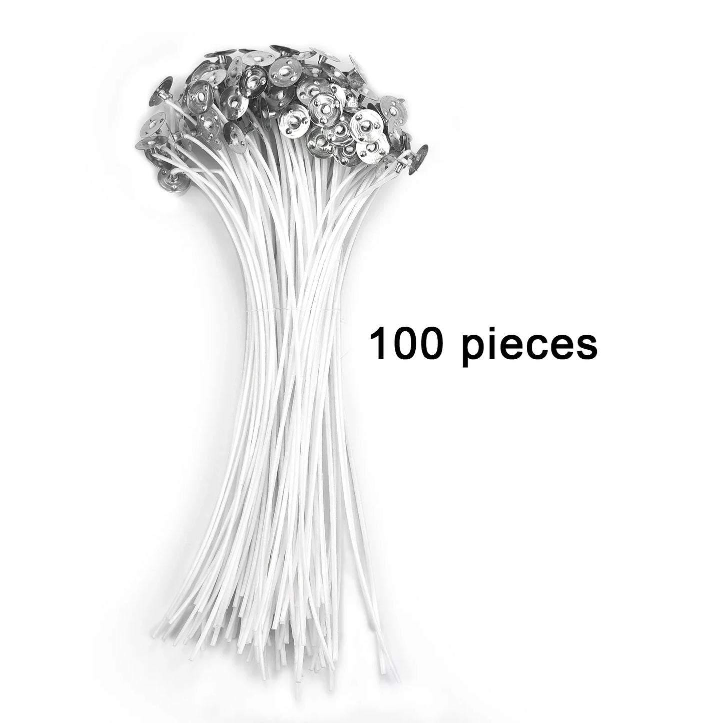 Pre-Waxed Pure Cotton Candle Wicks — 50/100 Pack, Smokeless DIY Candle Wicks, Multiple Lengths 2.6–20 cm (1.0–7.9 in)