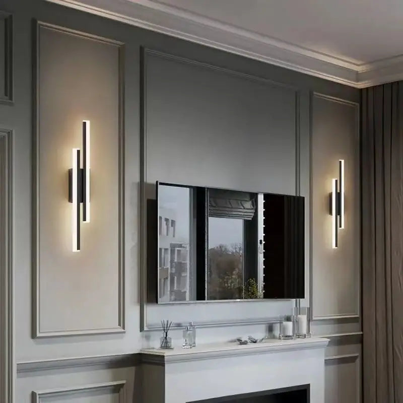 Modern Dimmable LED Wall Sconce 50 cm x 8 cm (19.7 in x 3.1 in) Acrylic Shade Bedside Wall Lamp – Gold / Black