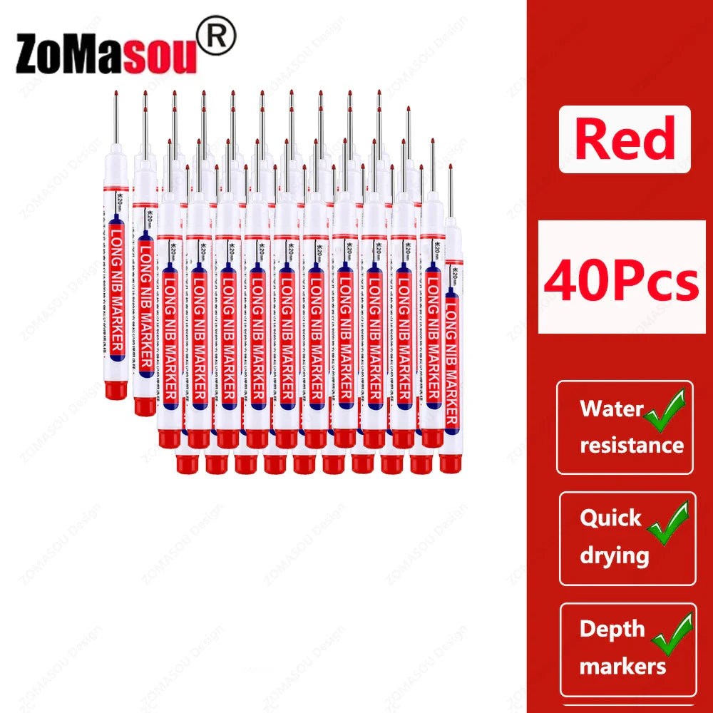 20mm Long-Head Deep Hole Marker Pens - Waterproof Fast-Dry Oil Markers for Wood, Metal & Glass (Red/Black/Blue/Green)