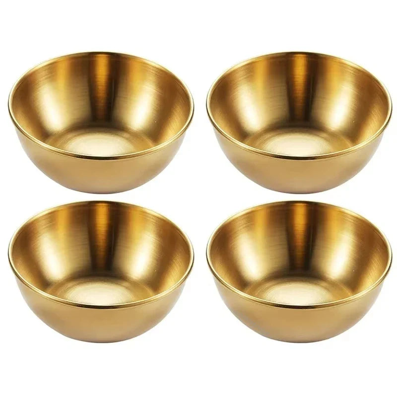 Stainless Steel Sauce & Appetizer Dishes Set — Gold or Silver Condiment Plates 8 x 8 x 3 cm (3.15 x 3.15 x 1.18 in)
