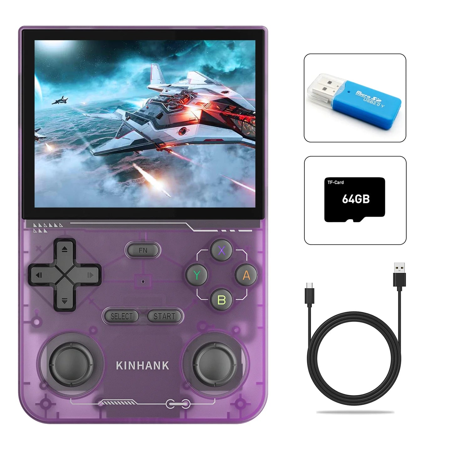 Retro Handheld Game Console 3.5-Inch (8.9 cm) IPS 500-nit Screen 16,000+ Games PS1 PSP N64 DC SS Emulators