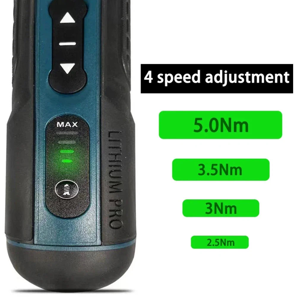 Cordless Electric Screwdriver 3.6V Rechargeable 1300mAh Mini Drill with 6.35mm (1/4") Chuck & Dual LED