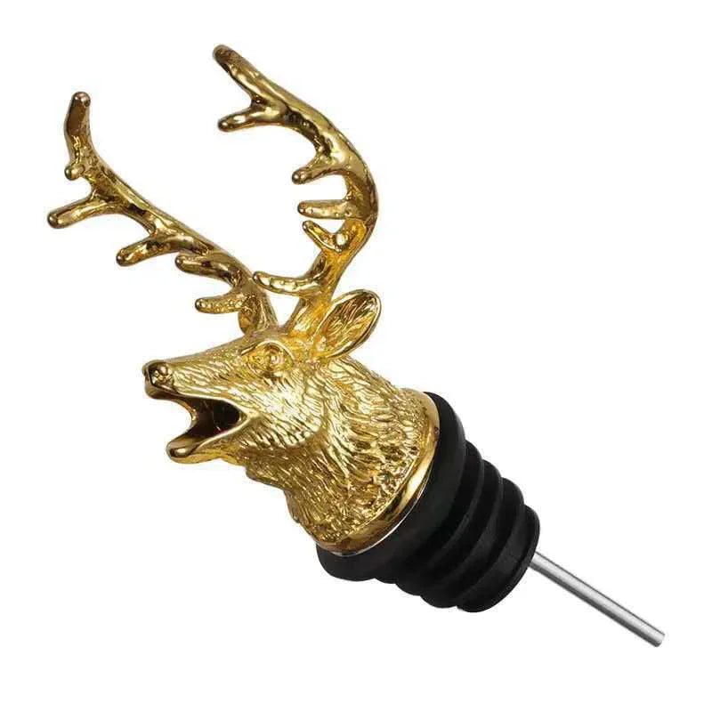 Zinc Alloy Animal Head Wine Pourer - Decorative Bottle Pour Spout & Stopper (Deer, Elk, Lion, Leopard, Wolf, Eagle, Dragon)