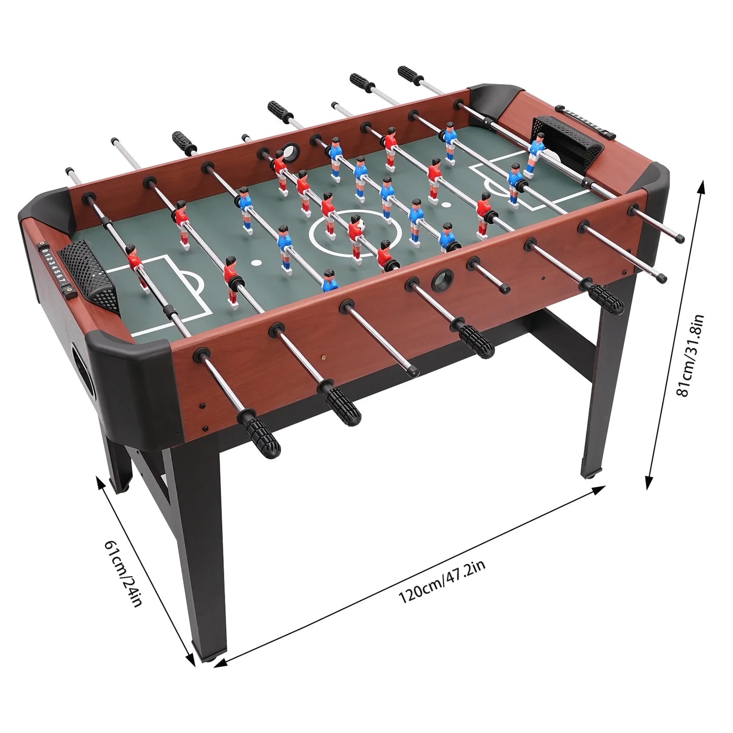8-Rod Foosball Table 120×61×81 cm (47.2×24×31.8 in) – Steel Rods & Counterbalanced Players for Home Game Room