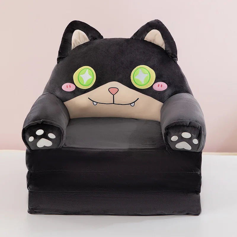 Foldable 3-Layer Plush Kids Sofa Chair Cartoon Baby Seat with Removable Cover