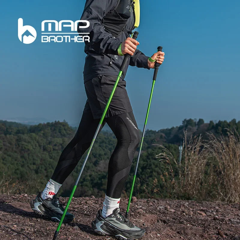 Foldable Quick-Lock 4-Section Trekking Poles Pair – 7075 Aluminum Adjustable 110/120 cm (43.3/47.2 in) EVA Grip Tungsten-Cobalt Tips