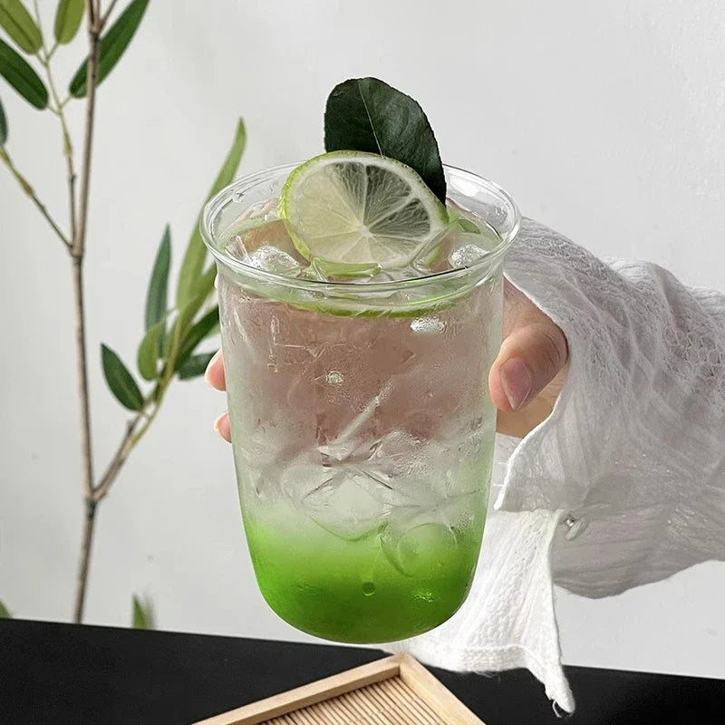 Aesthetic Borosilicate Glass Coffee Cup — Cold Coffee Mug & Cocktail Glass, 350–465ml (12–16oz)