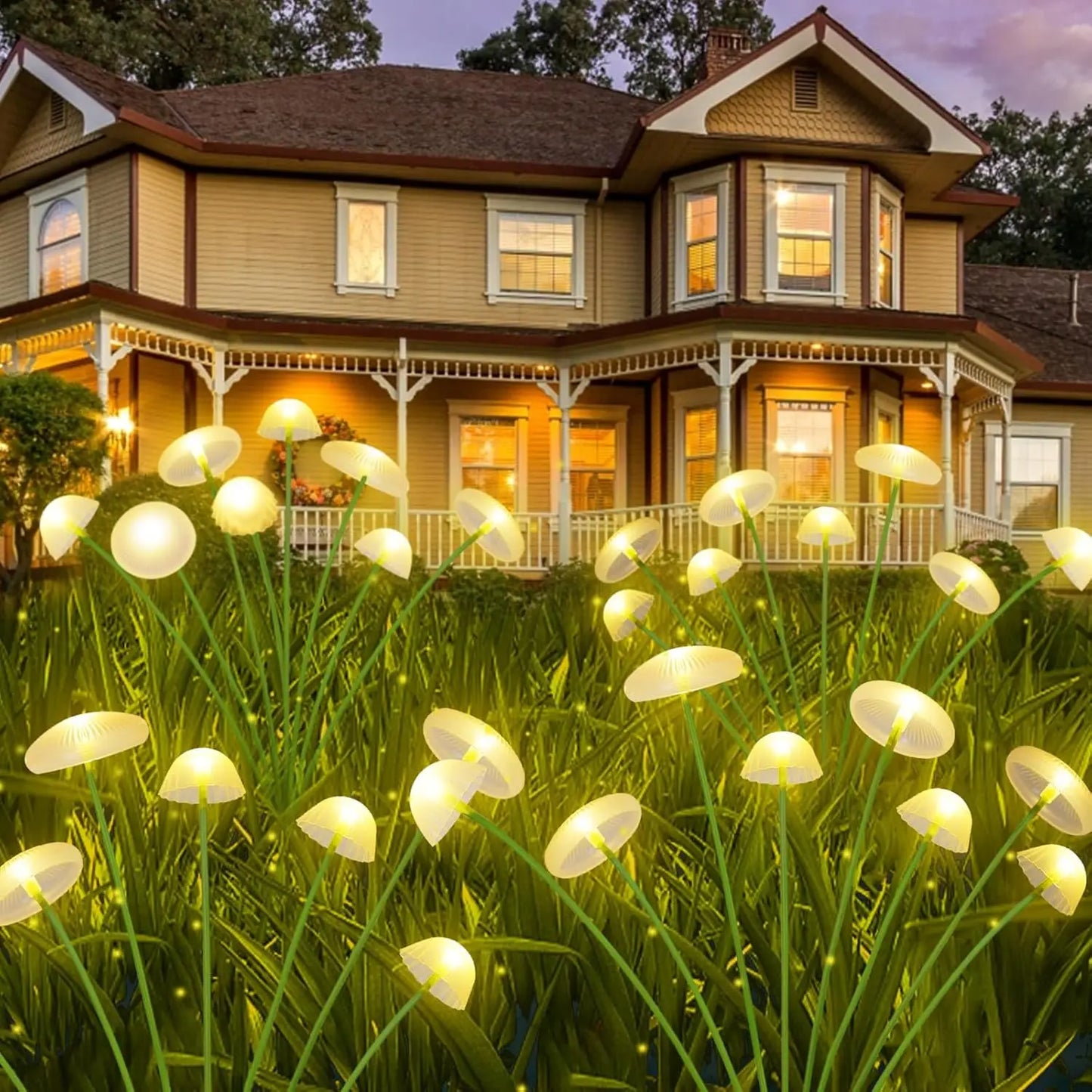Solar Mushroom Garden Lights Dual-Mode LED Waterproof Pathway & Patio Decor (Jellyfish Style)