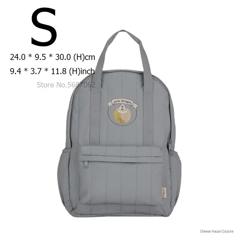 Kids Cotton Backpack (S/L) – Kindergarten & Travel Schoolbag for Toddlers, Children and Moms, Waterproof Geometric Cherry Lemon