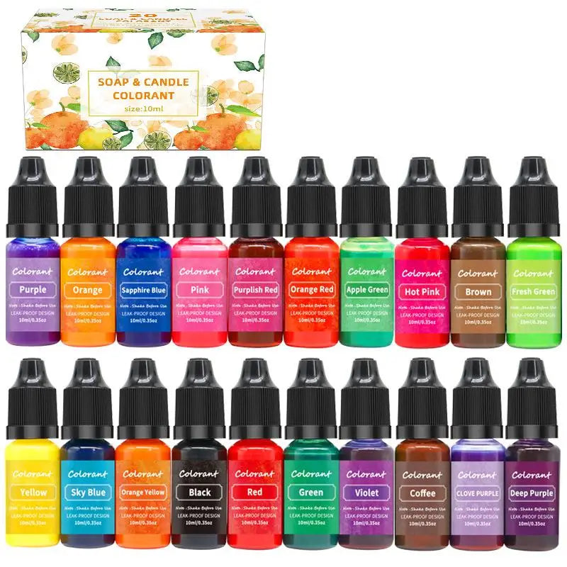 Candle Dye Liquid Colorant Kit – Pigment Set for DIY Candles & Soap, Compatible with Soy Beeswax Gel Paraffin (10ml / 5ml Bottles)