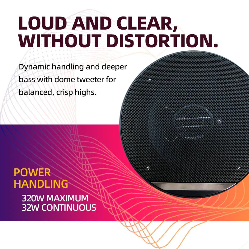 2-Pack 6-Inch (160mm) 3-Way Coaxial Car Speakers 320W Full-Range Hi-Fi for Car and Truck Doors