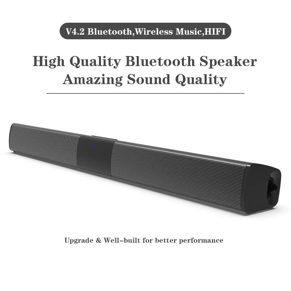 Bluetooth 5.0 Soundbar TV Speaker — 2.0 Home Theater System with USB/TF/AUX, FM Radio & Remote — 13.0 in (330 mm) & 21.7 in (550 mm) Options