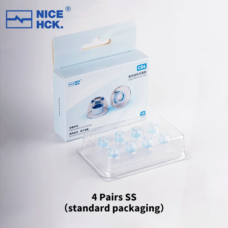 Liquid Silicone Ear Tips - Noise-Isolating Reusable Earbud Eartips, Soft Skin-Friendly Ear Caps (SS/S/M/L) Universal Fit