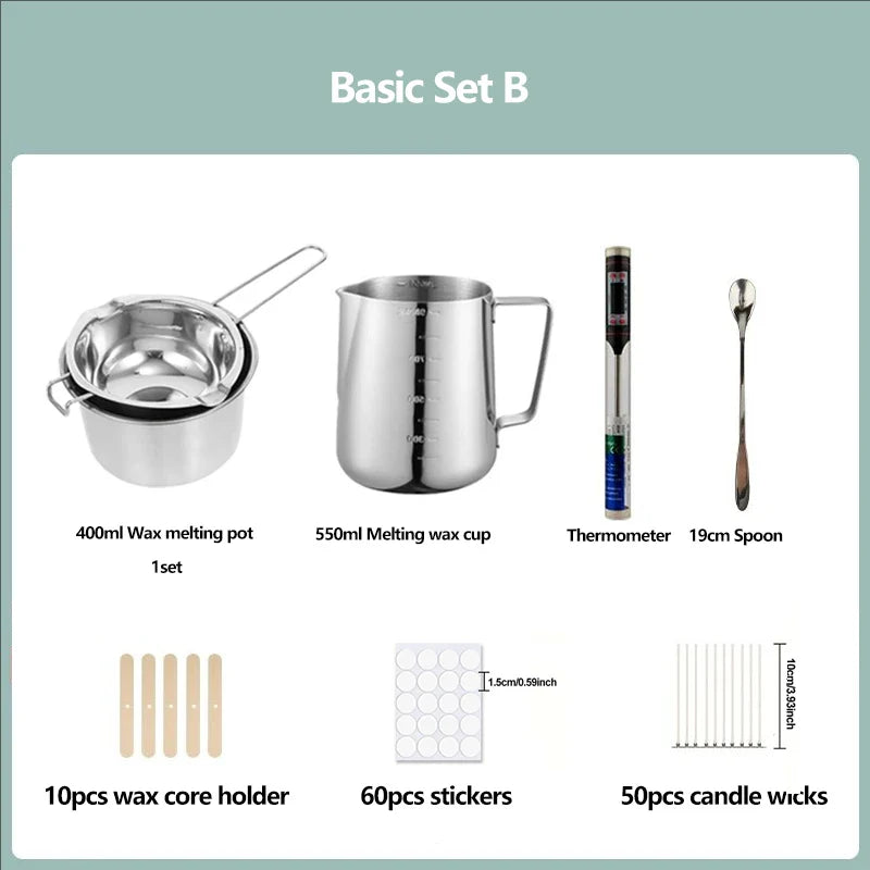 DIY Scented Candle Making Kit with Hot Plate, Pure Cotton Wicks, Wax Pot & Molds