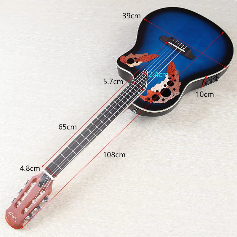 41-Inch (104 cm) Acoustic-Electric Classical Guitar — High-Gloss Spruce Top, Round Back, 6-String 20-Fret