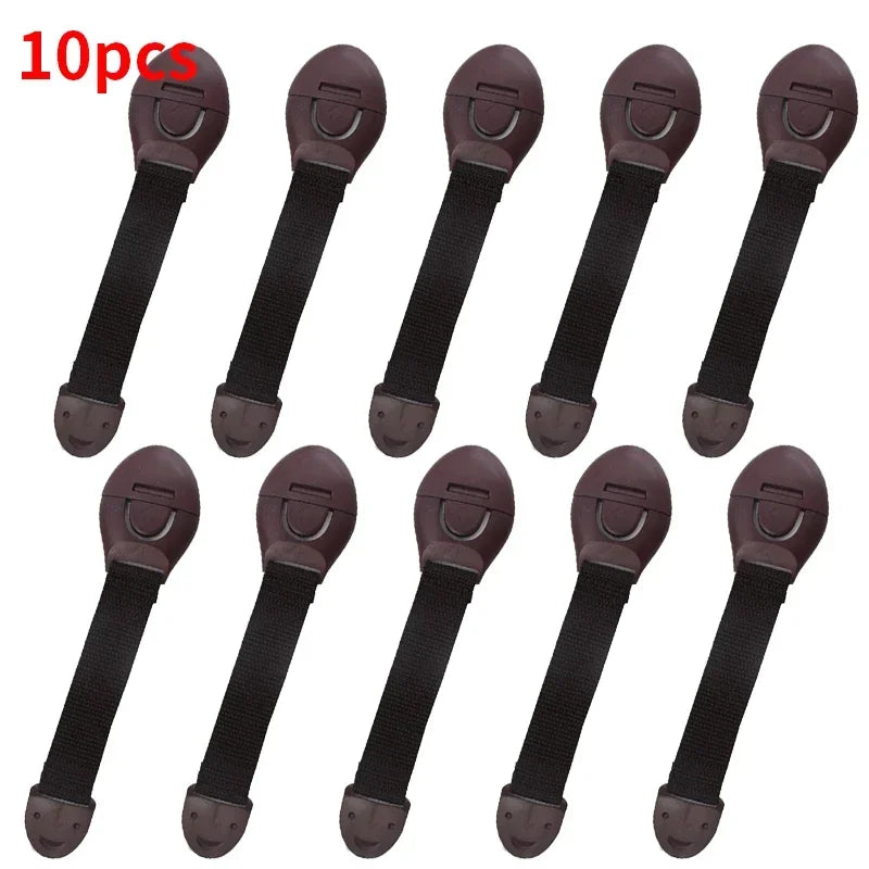 Baby Proof Cabinet & Drawer Lock Straps — 5/10-Pack Child Safety Door Latches, 20 cm (7.9 in) with 10 cm (3.9 in) Strap