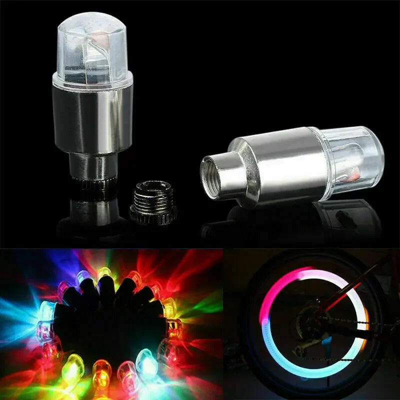Universal LED Tire Valve Cap Lights - Colorful Flashing Wheel Hub Lamp for Car Motorcycle Bicycle (1.5 in / 3.8 cm)