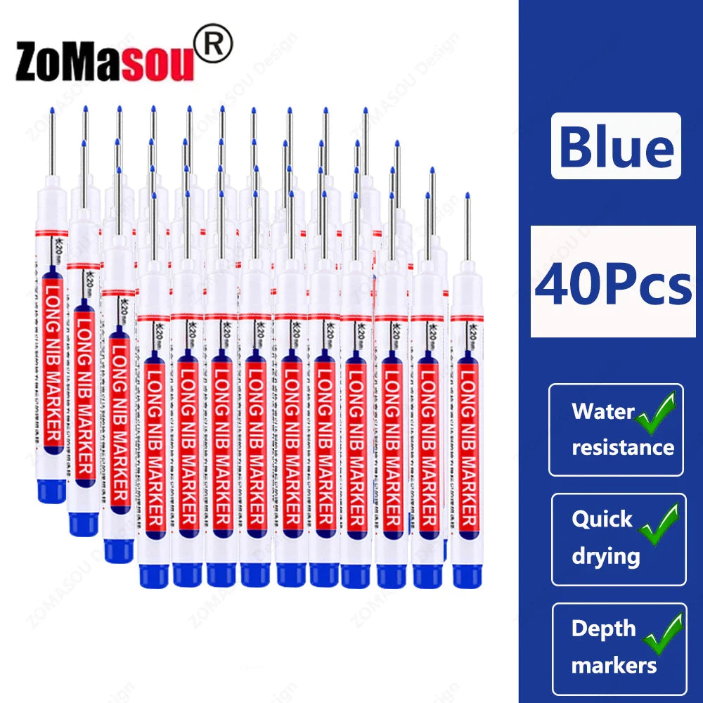 20mm Long-Head Deep Hole Marker Pens - Waterproof Fast-Dry Oil Markers for Wood, Metal & Glass (Red/Black/Blue/Green)
