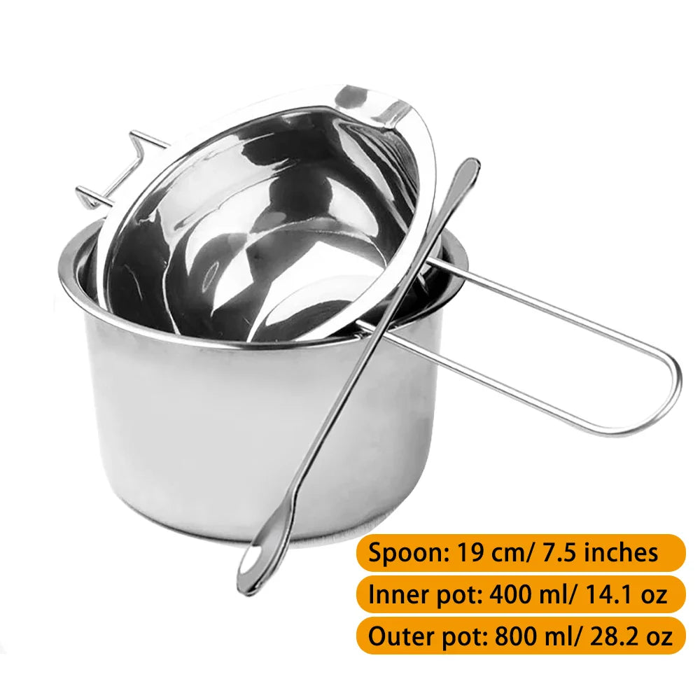 Stainless Steel Double Boiler Wax Melting Pot – Candle Making DIY Starter Kit (600ml/20oz & 900ml/30oz Options)