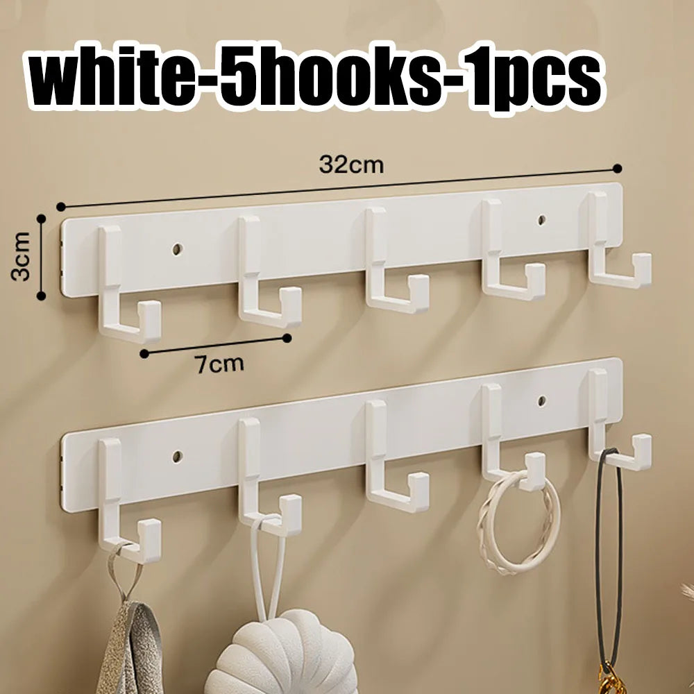 Heavy-Duty Adhesive Wall-Mounted Towel and Clothes Hook - No-Drill Stainless Steel Multi-Hook for Bathroom and Kitchen