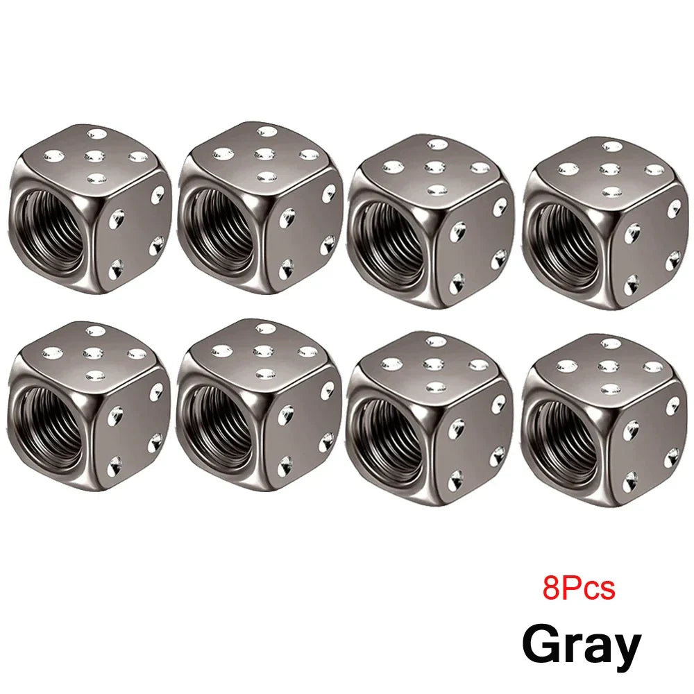2/8-Pack Aluminum Dice Tire Valve Caps, Universal Wheel Stem Air Valve Covers for Car Truck Motorcycle Bike
