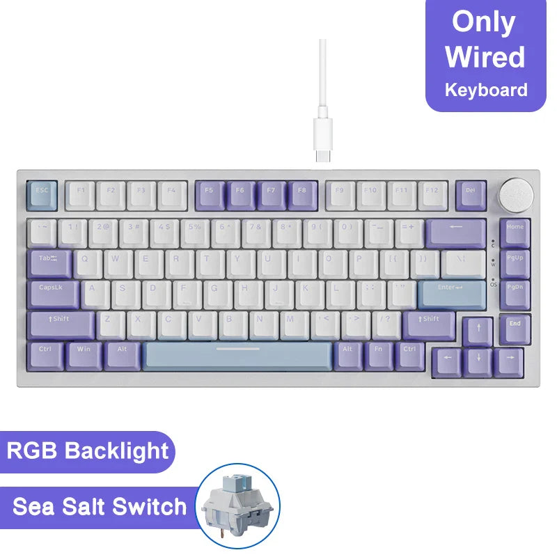 75% 82‑Key Hot‑Swappable Mechanical Gaming Keyboard — Tri‑Mode Wired/2.4GHz/Bluetooth, RGB, TFT Screen, Metal Volume Knob, USB Type‑C