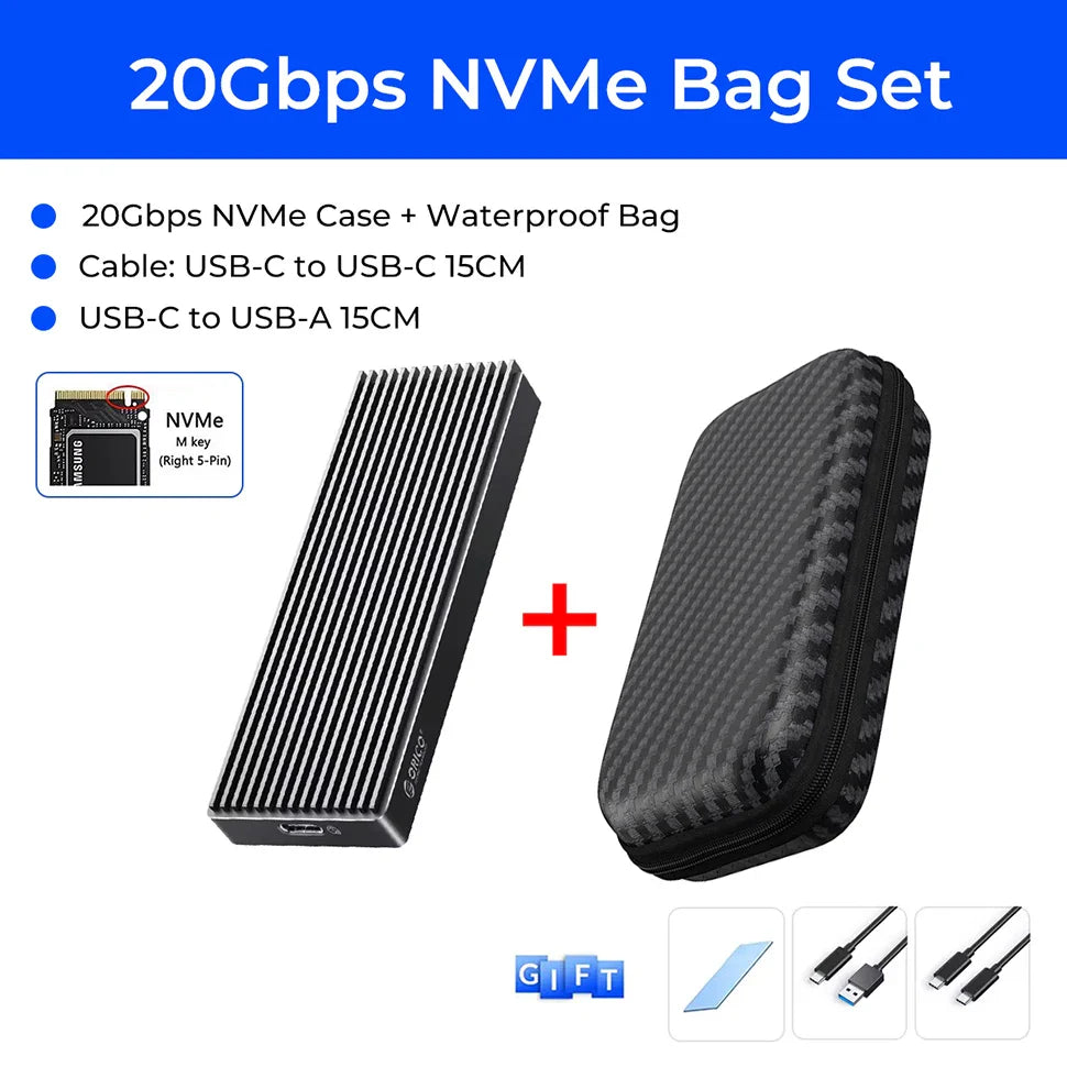 M.2 NVMe & SATA External SSD Enclosure USB-C / USB-A 10Gbps (USB 3.2 Gen2) Compatible with 2230/2242/2260/2280 Up to 4TB