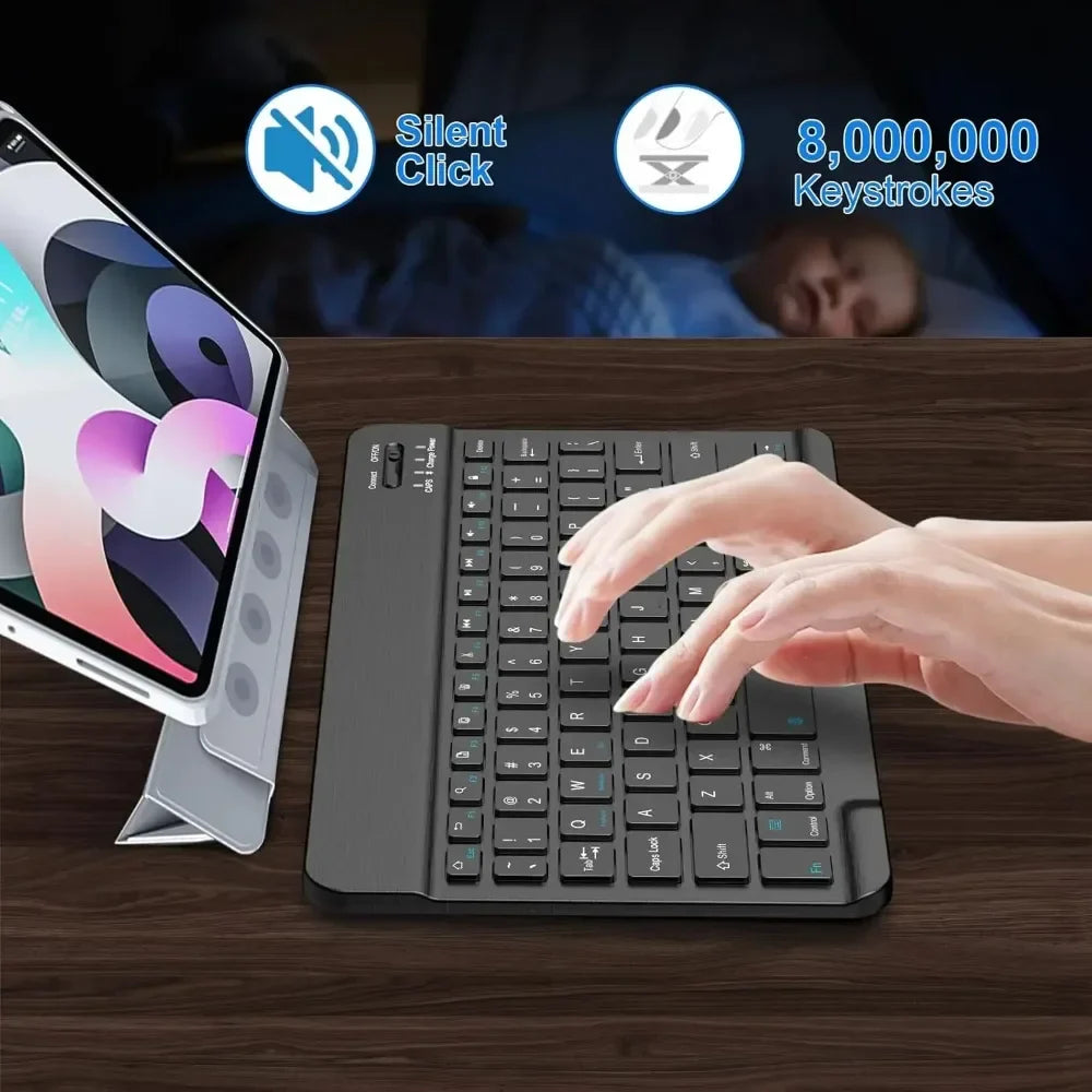 Bluetooth Compact 59-Key Wireless Keyboard for iPad Air/Pro/Mini & Tablets – Rechargeable, Micro USB, 7–13 Inch (17.8–33 cm) Compatible