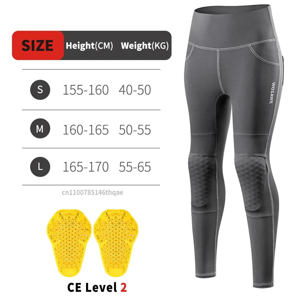 Women's High-Waist Motorcycle Riding Pants with Removable Knee Pads, Reflective Commuter & Fitness Trousers