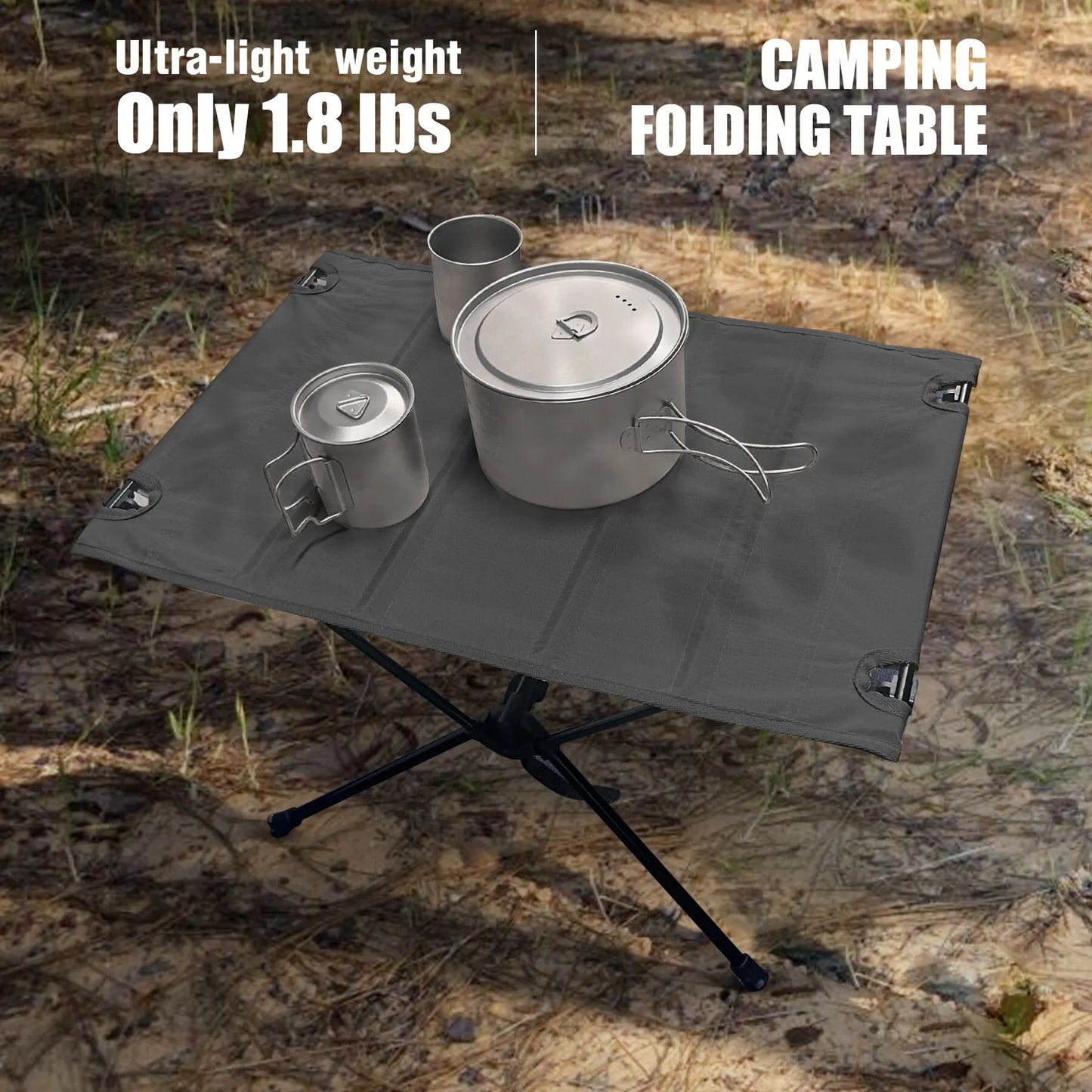Lightweight Roll-Up Camping Table 1680D Oxford Top Aluminum Alloy Foldable Portable Picnic Table 23.6 x 15.7 x 15.5 in (60 x 40 x 39.5 cm)